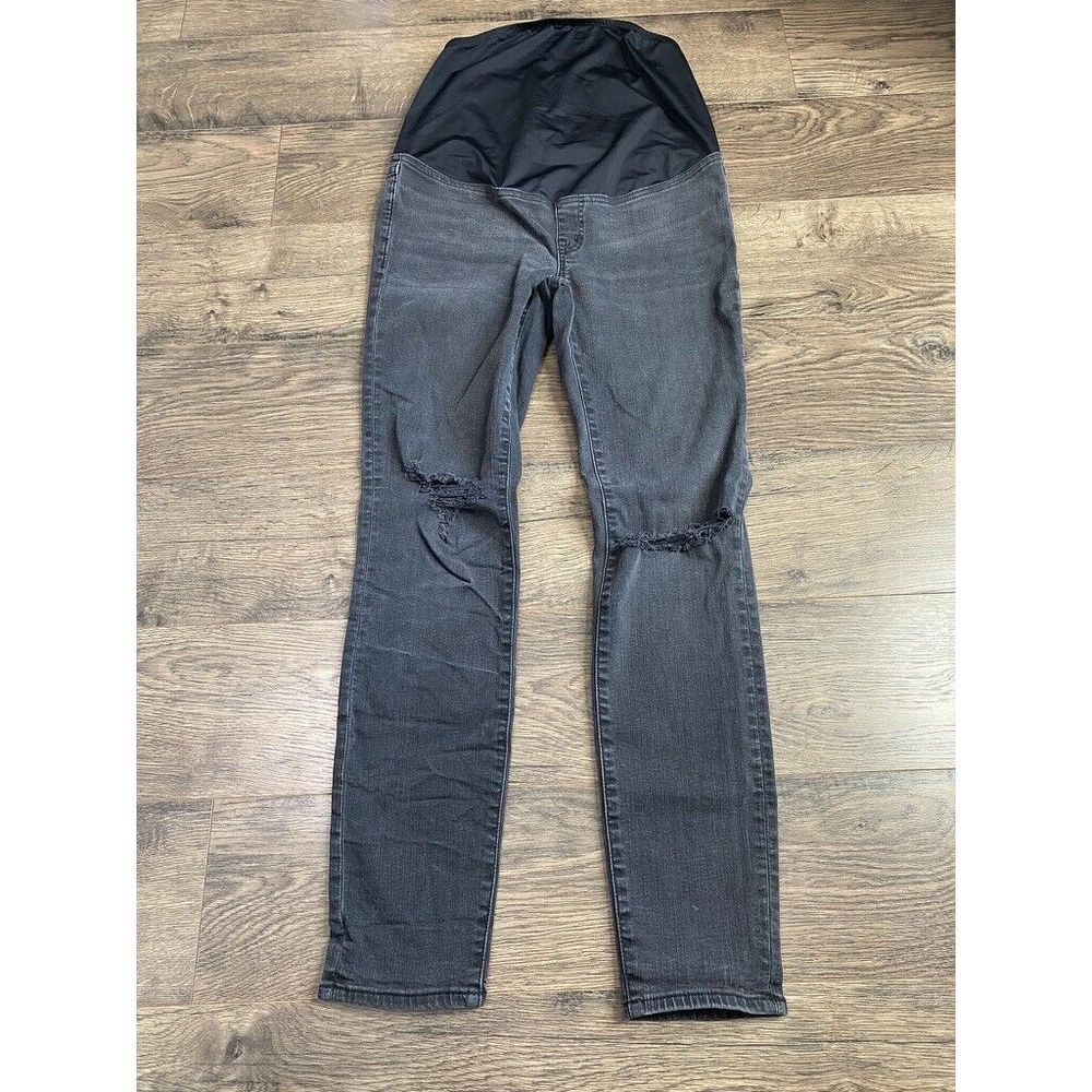 EUC Womens Madewell Maternity Skinny‎ Jean over belly grey distressed size 27